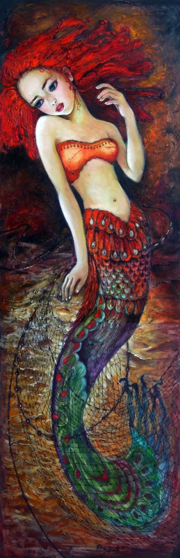 Mermaid and Net by artist Ping Irvin
